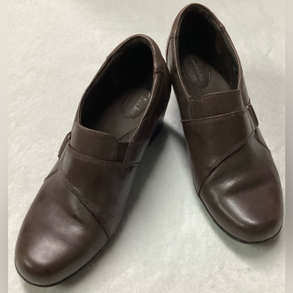 Clarks Collection Bendables Soft Comfort Shoes Ladies Size 9 Dark Brown Leather